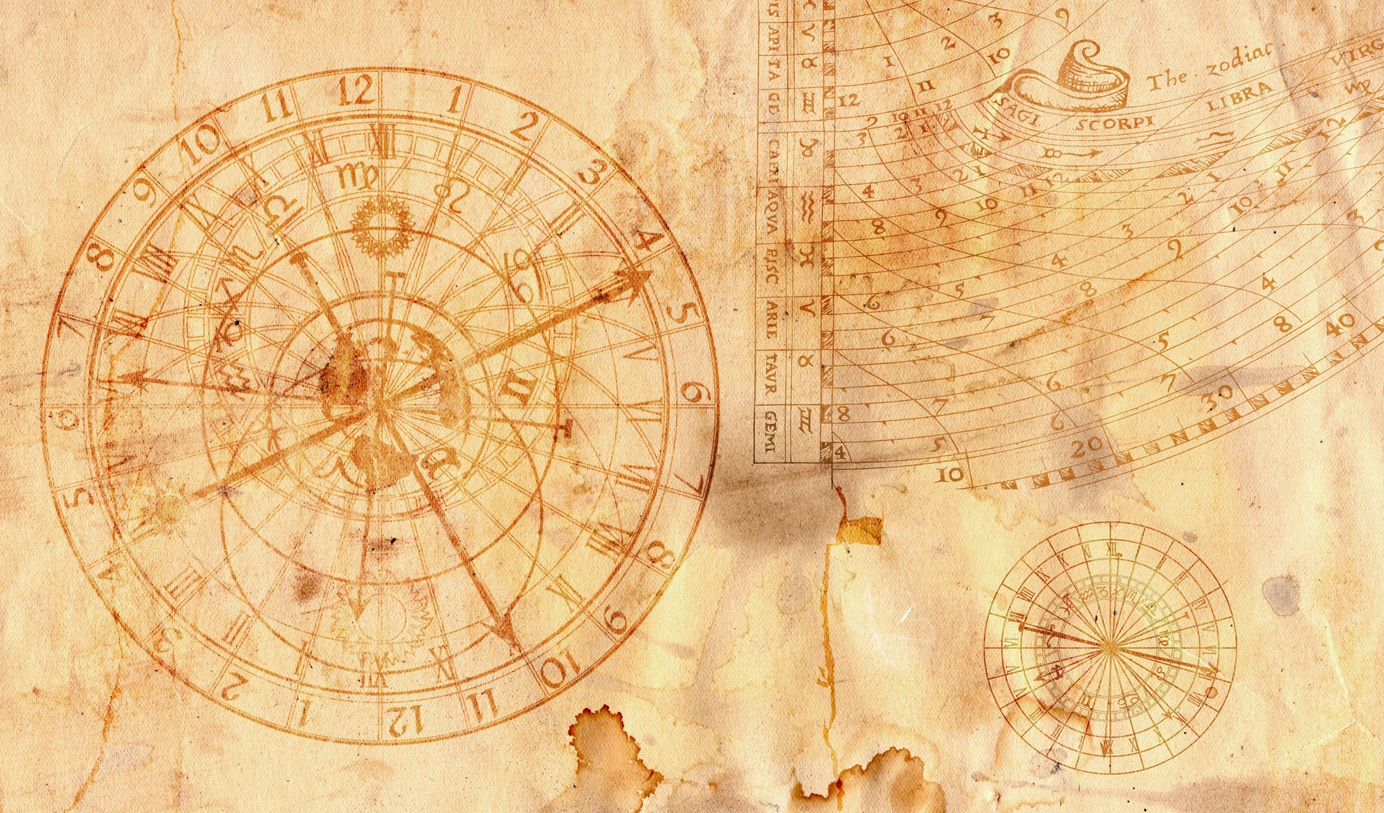 Astronomical clock in grunge style