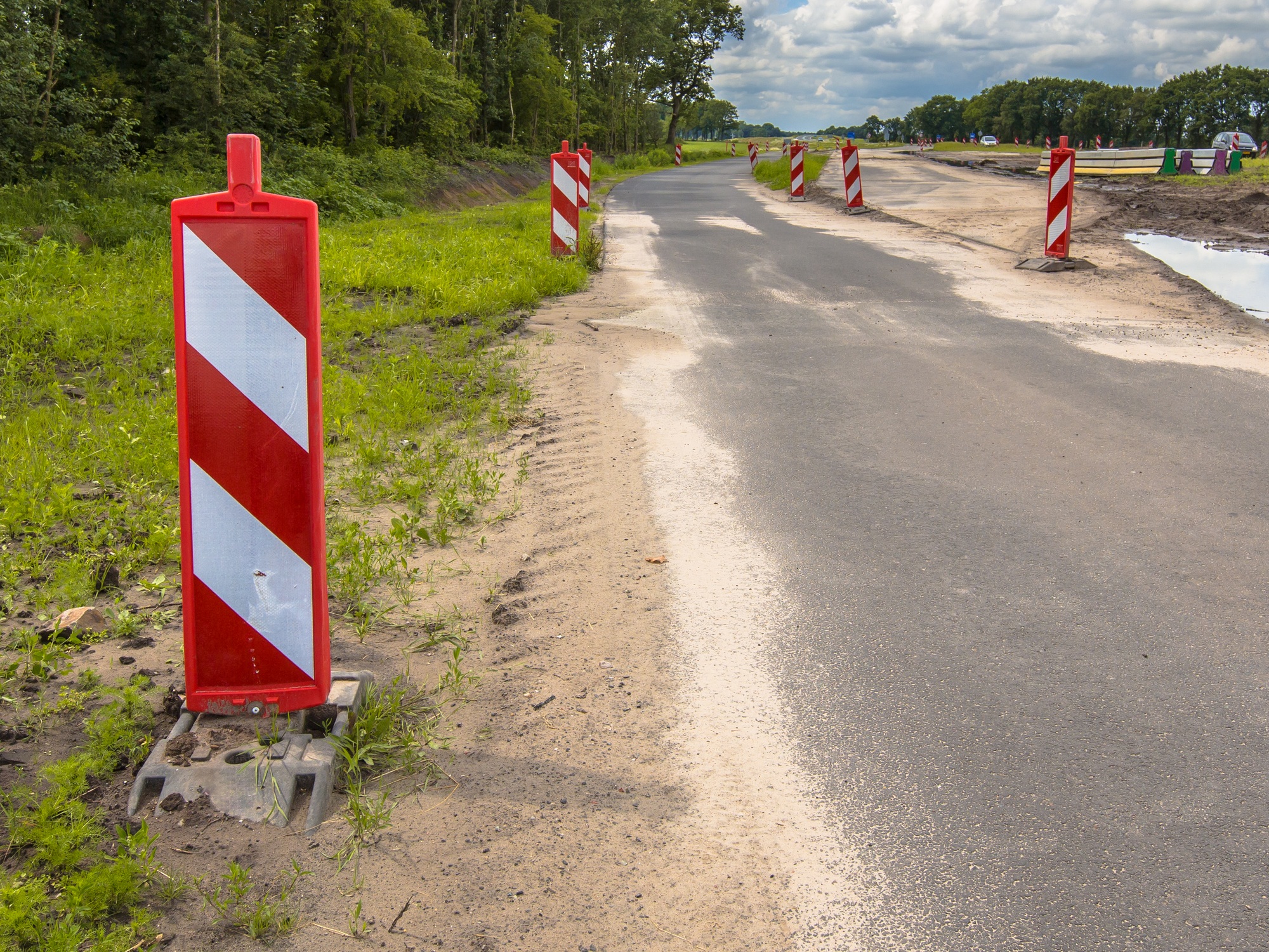 Road works warning signs